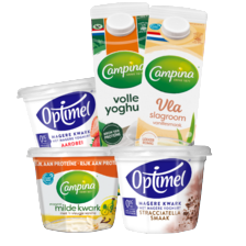 Campina vla, yoghurt, kwark of Optimel kwark